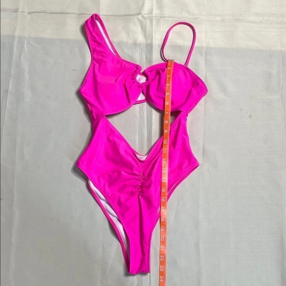 Vibrant Pink Cutout Cheeky One Piece Swimsuit